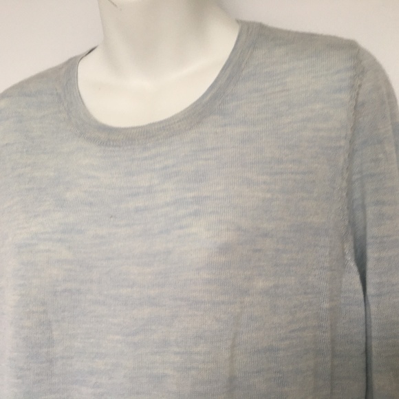 MAX STUDIO Pullover Sweater Extra Fine Merino Wool Round Neck Blue Thin Sz L - Picture 2 of 5